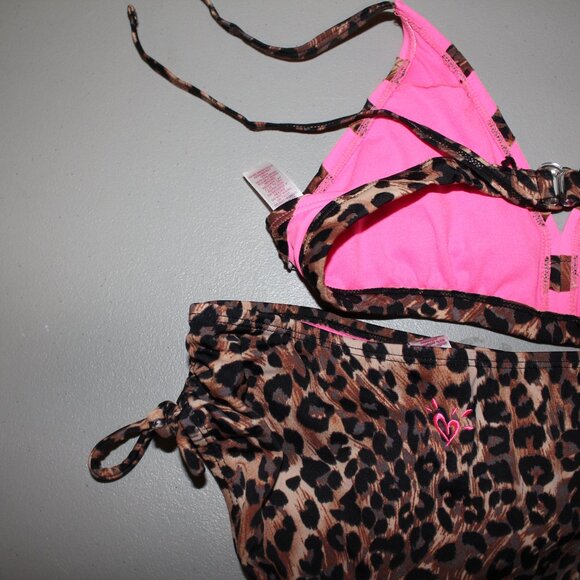 Brown & Pink 2 Pcs Justice Bikini9 Swimsuit Size 12/14 - Picture 6 of 11